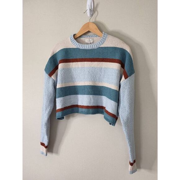 Pacsun Cropped Sweater Striped Blue Size Medium Pullover Style NEW - Picture 5 of 8